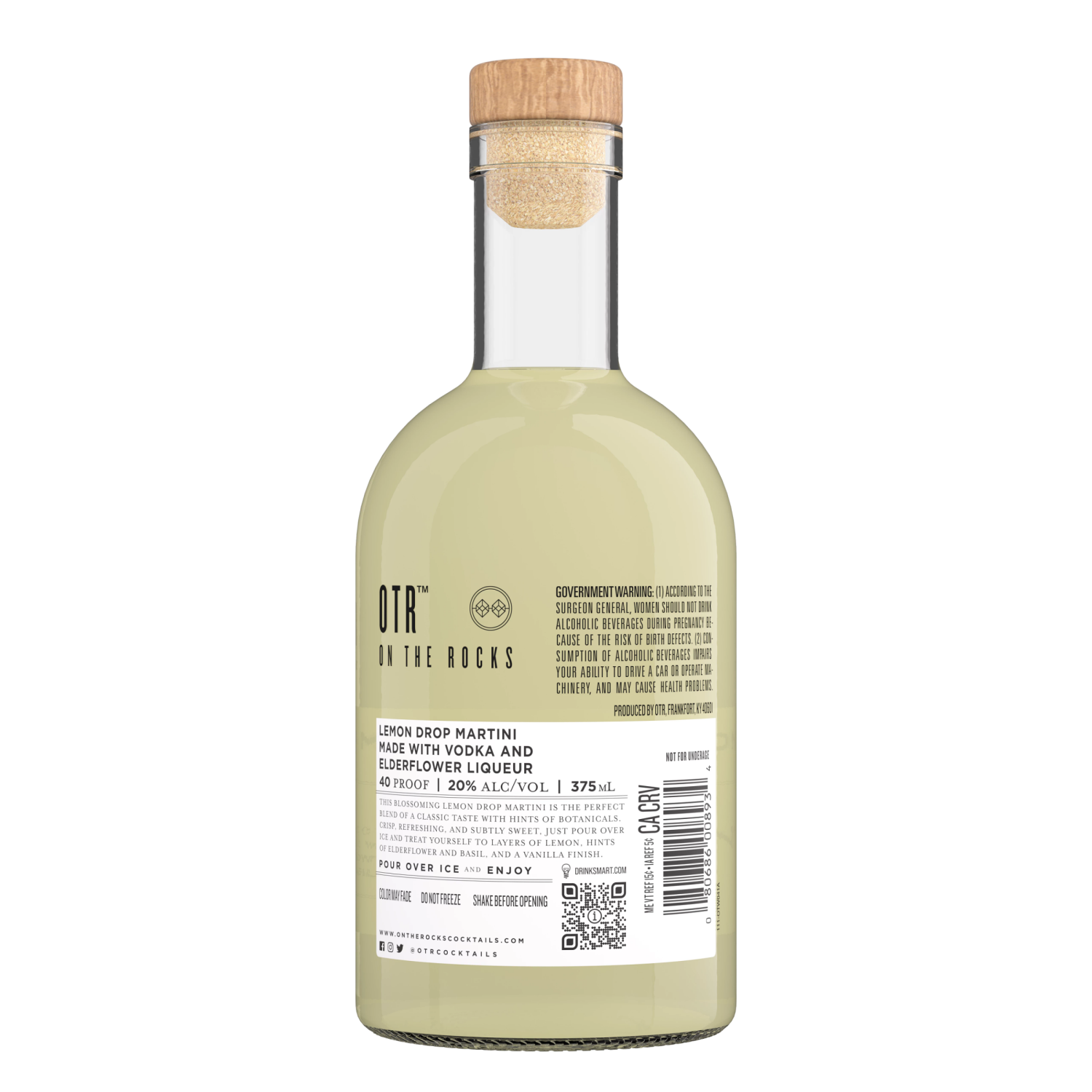 slide 2 of 2, On The Rocks EFFEN Lemon Drop Martini Ready to Drink Cocktail 375 ml, 375 ml