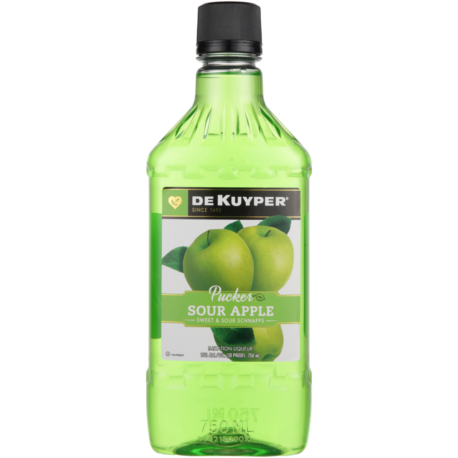 slide 1 of 2, DeKuyper Sour Apple Pucker Schnapps, 750 ml