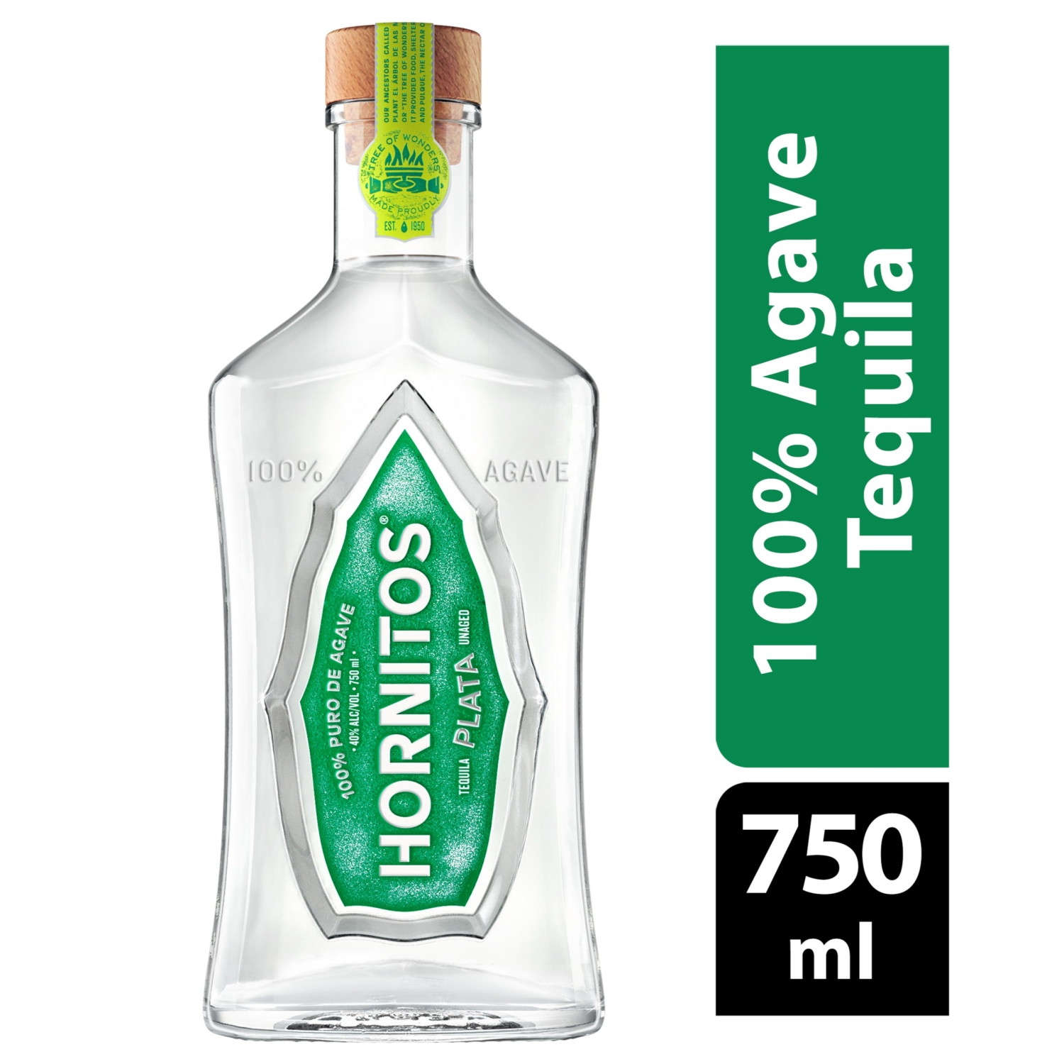 slide 1 of 8, Hornitos Plata Tequila, 750 ml