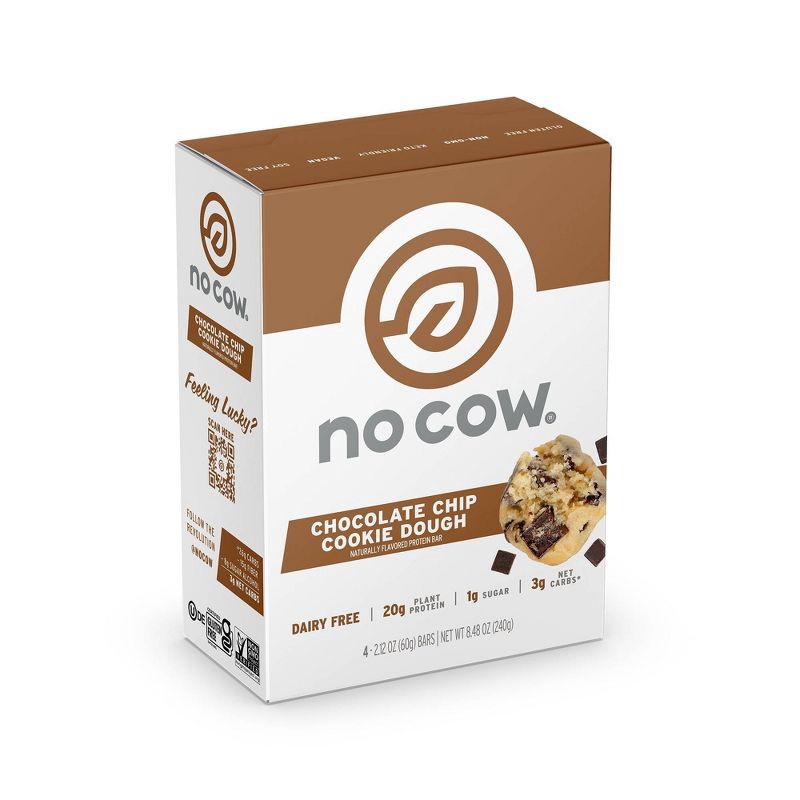 slide 1 of 2, No Cow Protein Bars - Chocolate Chip Cookie Dough - 4pk, 4 ct