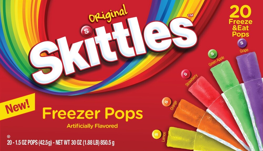 slide 1 of 1, Skittles Freezer Pops, Original, 20 ct