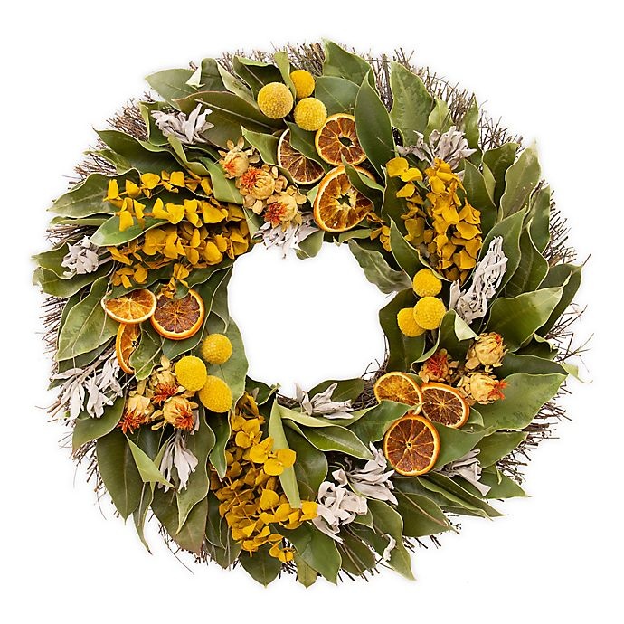 slide 1 of 3, Lumiere Citrus & Foliage Natural Botanicals Wreath - Orange, 20 in