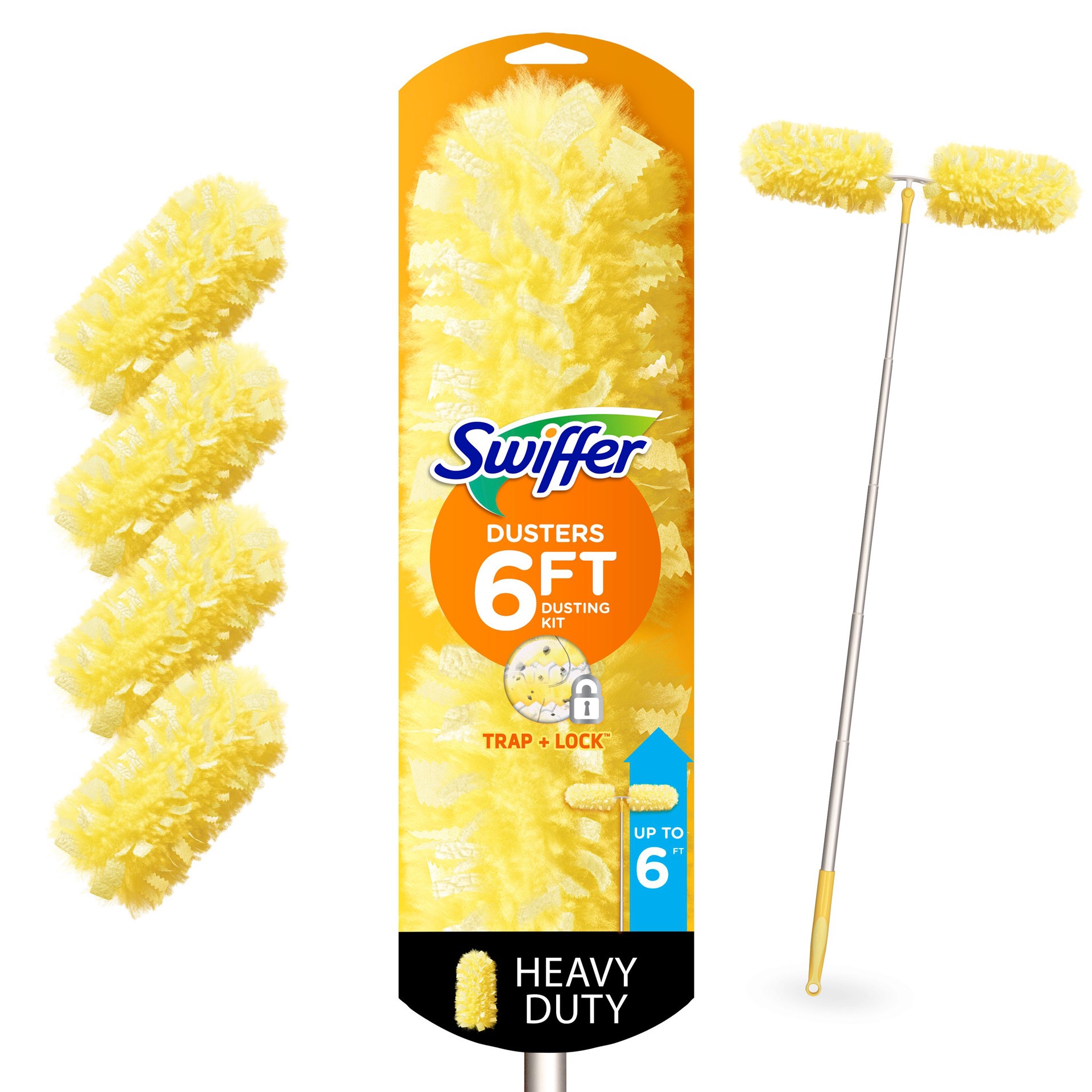 slide 1 of 6, Swiffer Dusters Heavy Duty Kit Poly fiber Extendable Dusting wand, 1 ct