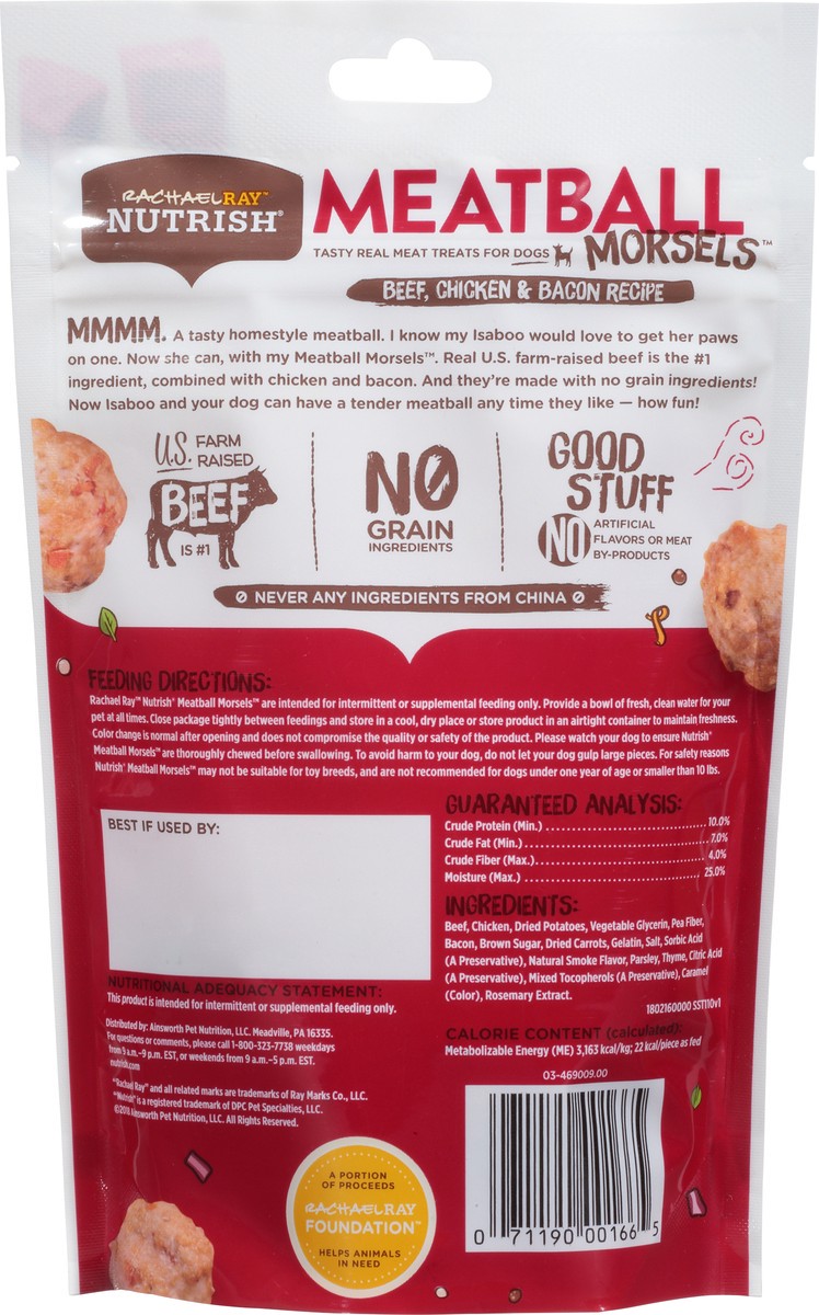slide 8 of 12, Rachael Ray Nutrish Meatball Morsels Grain Free Dog Treats Beef Chicken Bacon Recipe, 3 oz