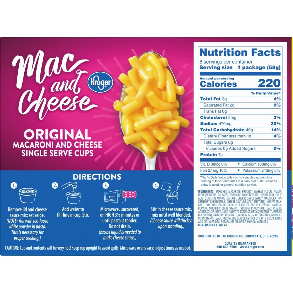 slide 3 of 4, Kroger Mac & Cheese Cups, 8 ct; 16/4 oz