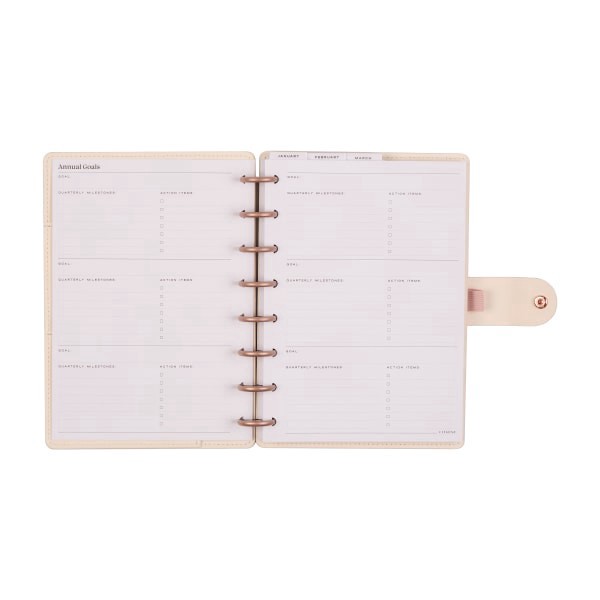 slide 3 of 10, 2026 Citrine Monthly/Weekly Small Disc Bound Planner, 5-3/4"" x 8"", Ivory Diagonals, January To December, PD0124S007, 1 ct