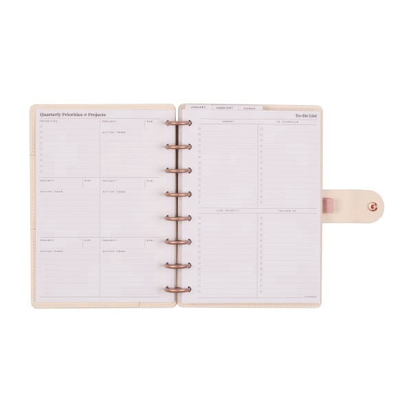slide 7 of 10, 2026 Citrine Monthly/Weekly Small Disc Bound Planner, 5-3/4"" x 8"", Ivory Diagonals, January To December, PD0124S007, 1 ct