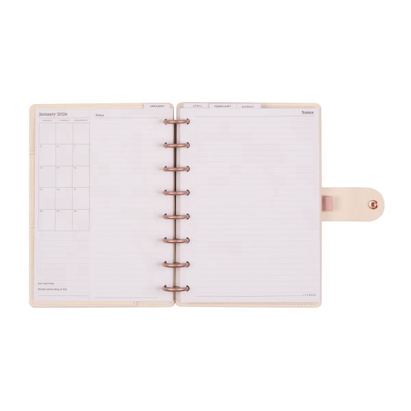 slide 6 of 10, 2026 Citrine Monthly/Weekly Small Disc Bound Planner, 5-3/4"" x 8"", Ivory Diagonals, January To December, PD0124S007, 1 ct