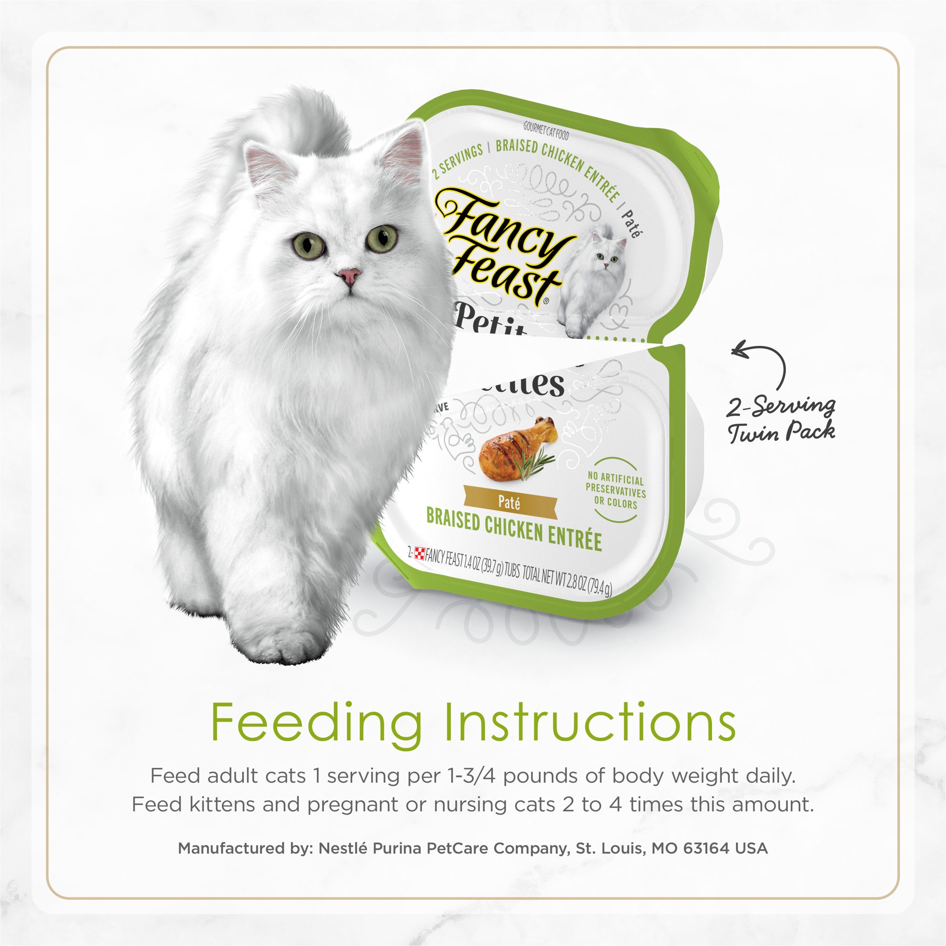 slide 3 of 6, Fancy Feast Purina Fancy Feast Petites Gourmet Wet Cat Food Pate, Petites Braised Chicken Entree, 2.8 oz