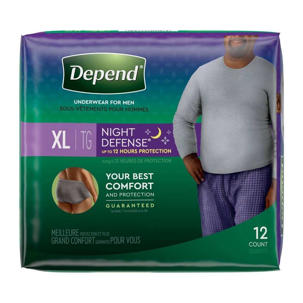 Depend Night Defense Incontinence Underwear for Men - Overnight - XL 12 ...
