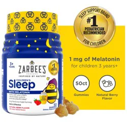 Zarbee's Naturals Drug Free Non Habit Forming Natural Berry Kids Sleep Gummies With Melatonin - 50 Count