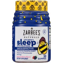 Zarbee's Naturals Drug Free Non Habit Forming Natural Berry Kids Sleep Gummies With Melatonin - 50 Count