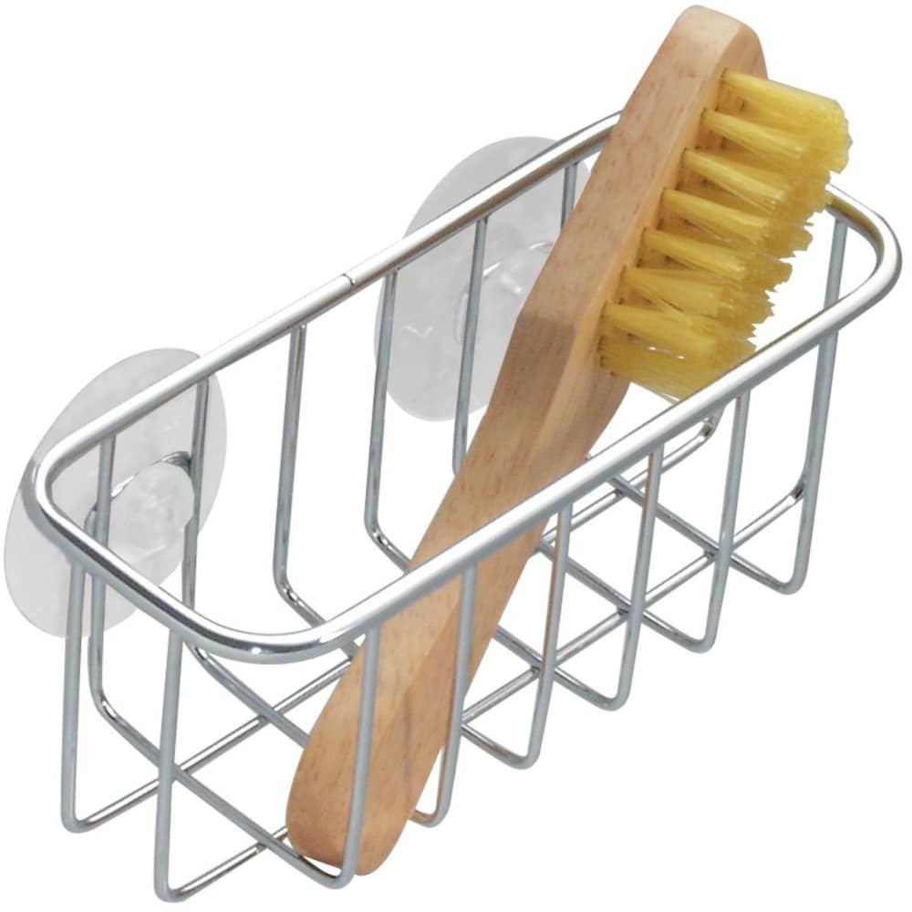 slide 1 of 1, InterDesign Sink Works Suction Sink Sponge Holder - Stainless Steel, 1 ct