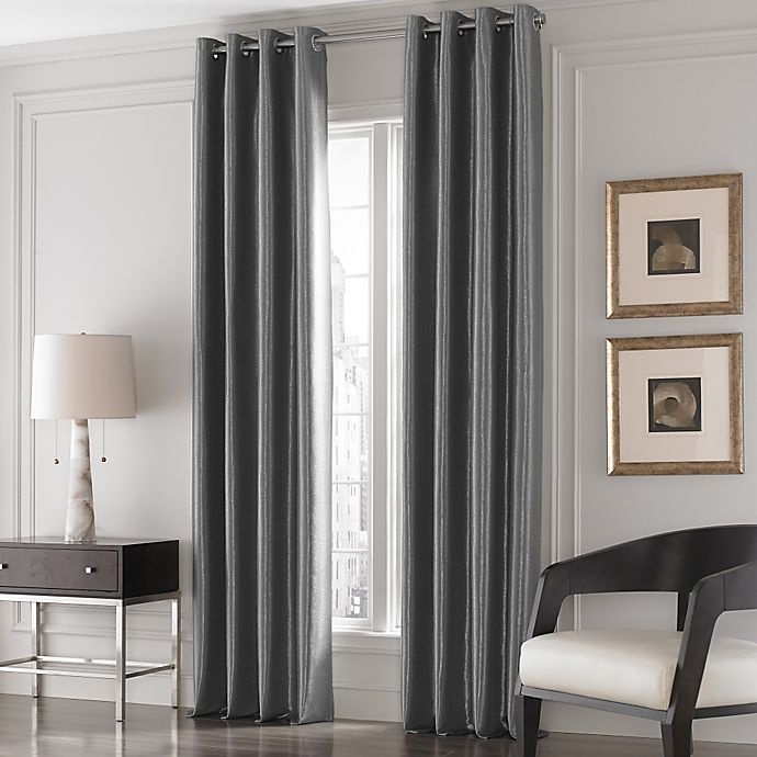 slide 1 of 1, Valeron Lustre Solid Window Curtain Panel - Charcoal, 84 in