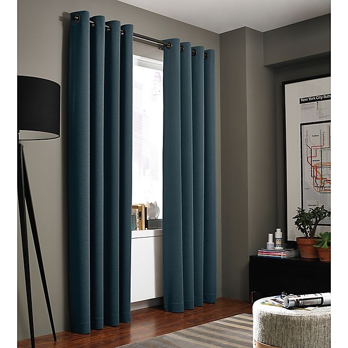 slide 1 of 1, Kenneth Cole Reaction Home Bryant Park Grommet Top Window Curtain Panel - Azure, 84 in