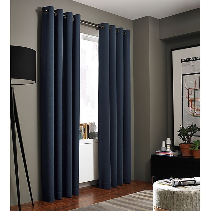 slide 1 of 1, Kenneth Cole Reaction Home Bryant Park Grommet Top Window Curtain Panel - Midnight, 84 in