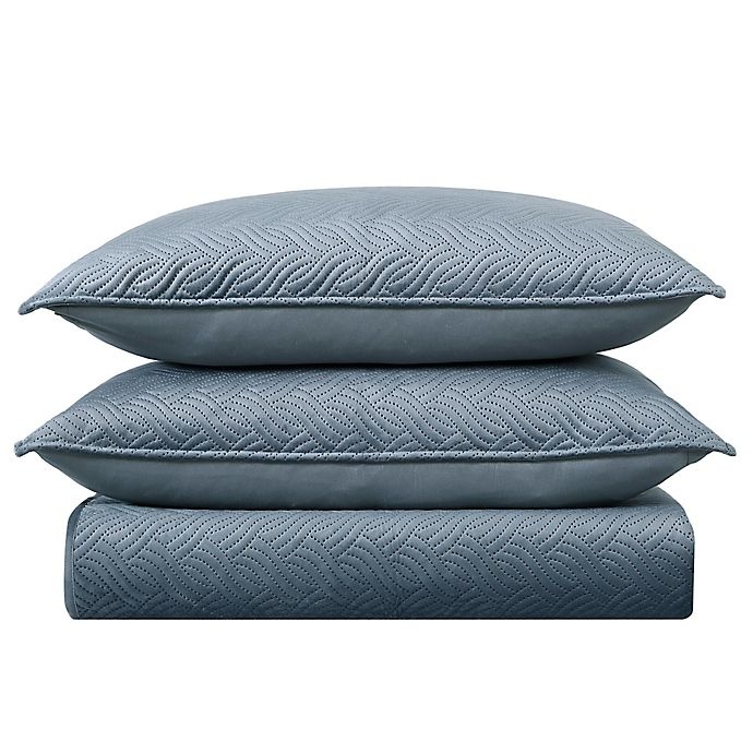 slide 2 of 3, Brielle Hayden Velvet King Quilt Set - Slate Blue, 3 ct