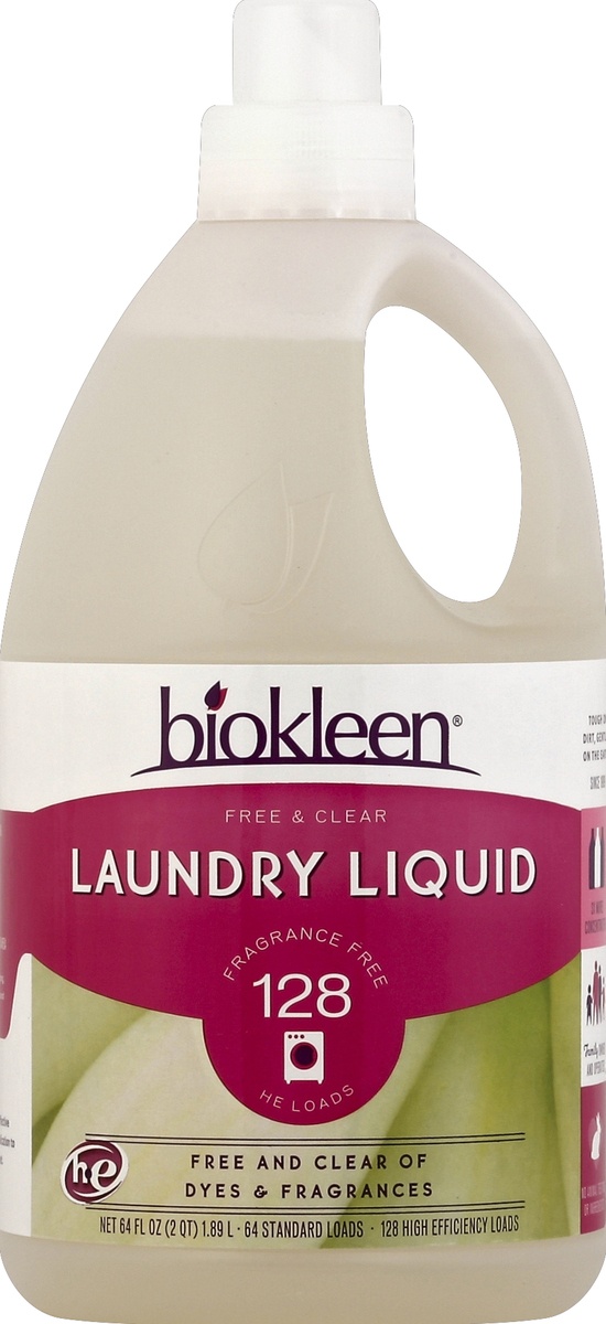 slide 2 of 2, Biokleen Free And Clear Unscented Allergen Fighting Formula Laundry Liquid, 64 oz
