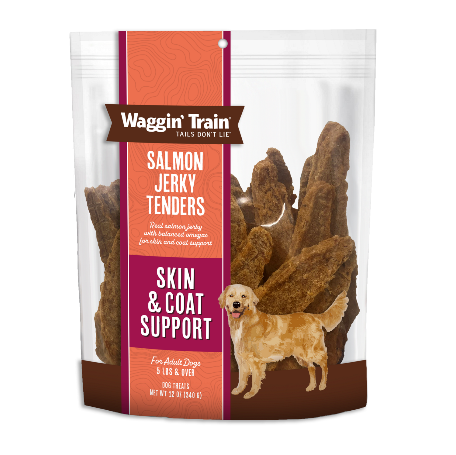 slide 1 of 2, WAGGIN TRAIN Waggin' Train Salmon Jerky Tenders for Skin & Coat Support Dog Treats 12 oz Bag, 12 oz