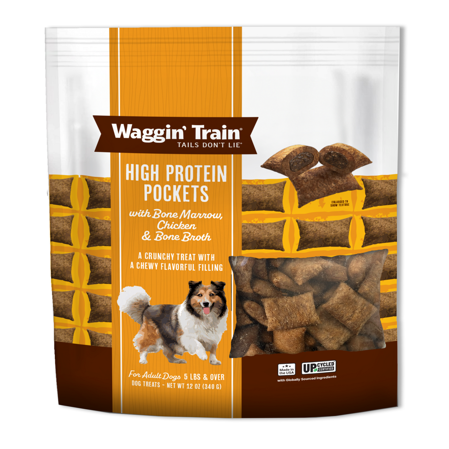 slide 1 of 2, Waggin Train High Protein Dog Treat Pockets 12 oz, 12 oz