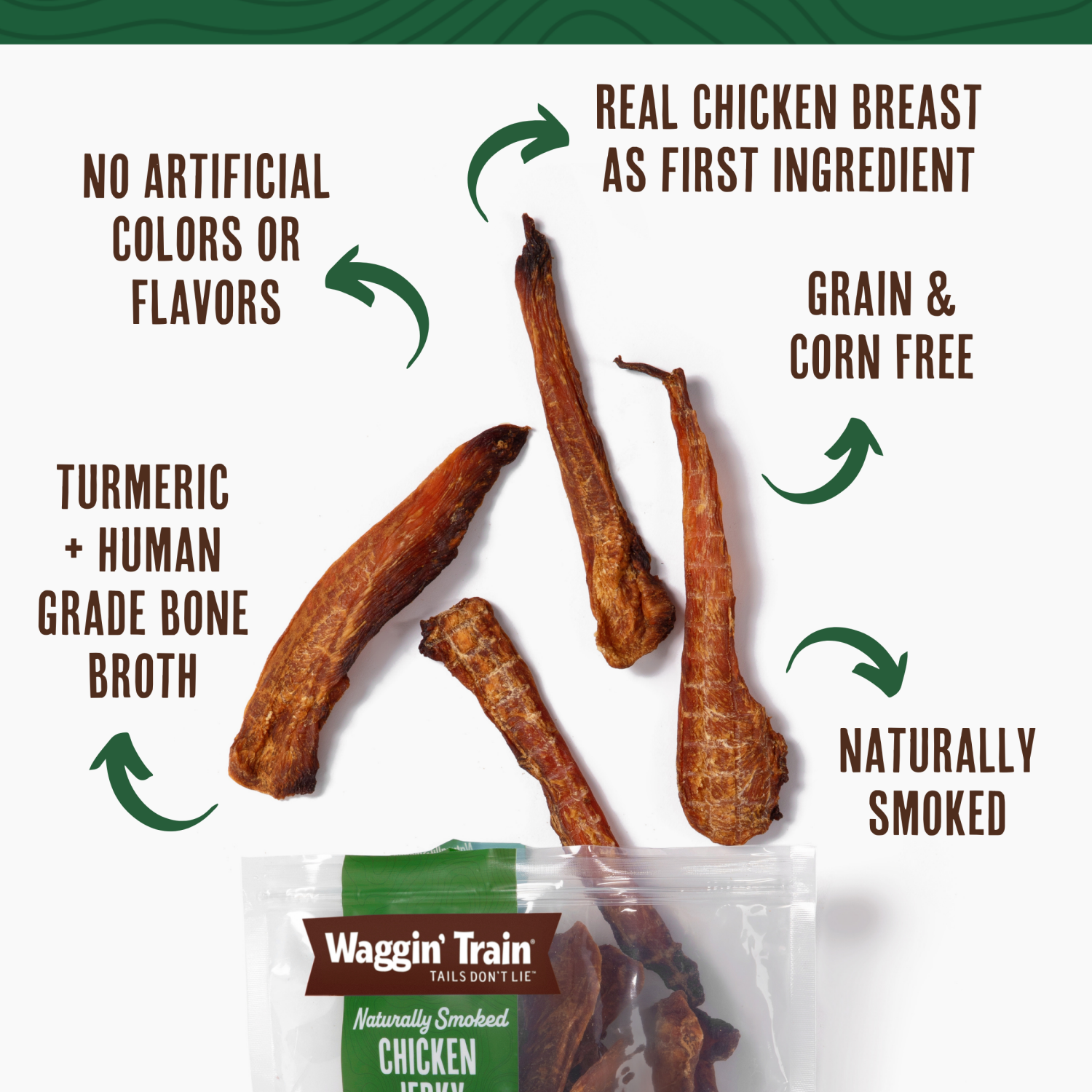 slide 5 of 6, WAGGIN TRAIN Waggin' Train Naturally Smoked Chicken Jerky Tenders with Turmeric and Bone Broth Dog Treats - 24 oz Bag, 24 oz