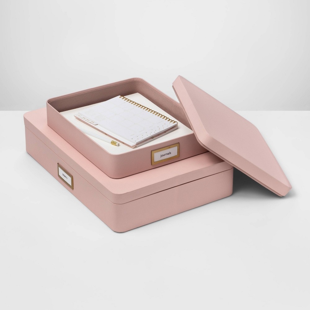 slide 2 of 3, 2pk Paperboard Storage Boxes Blush - Project 62, 2 ct