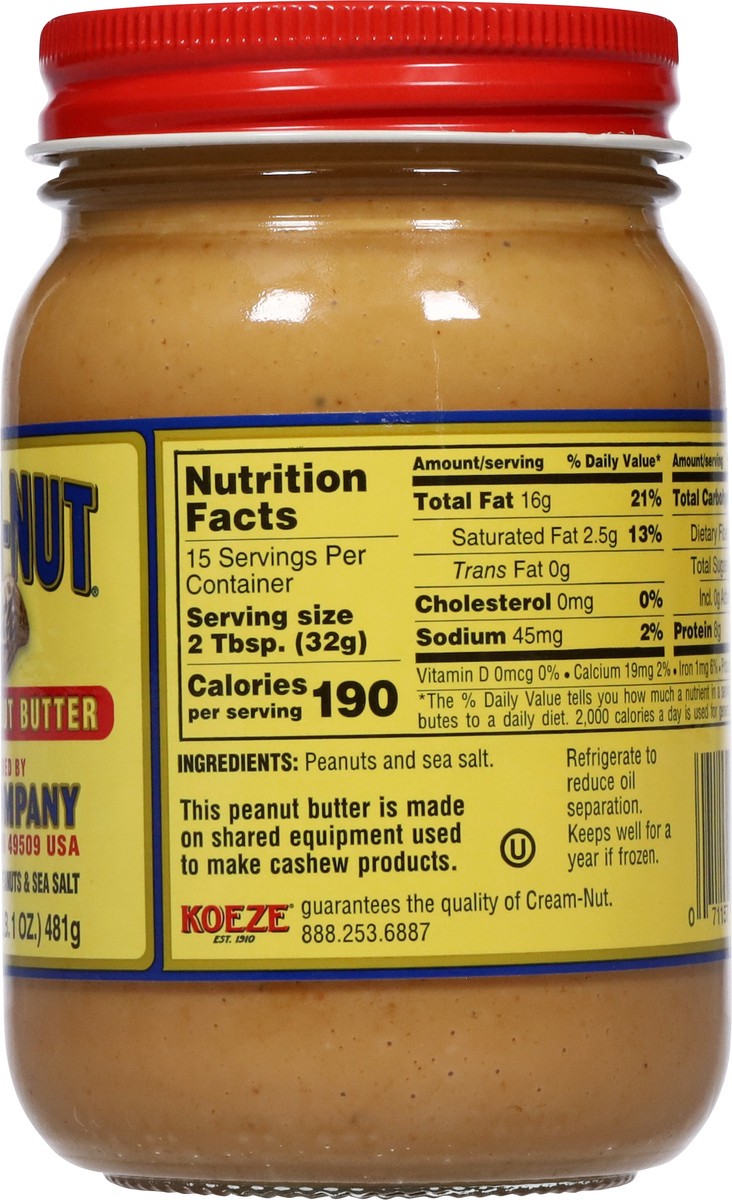 slide 4 of 13, Cream-Nut Smooth Natural Peanut Butter 17 oz, 17 oz