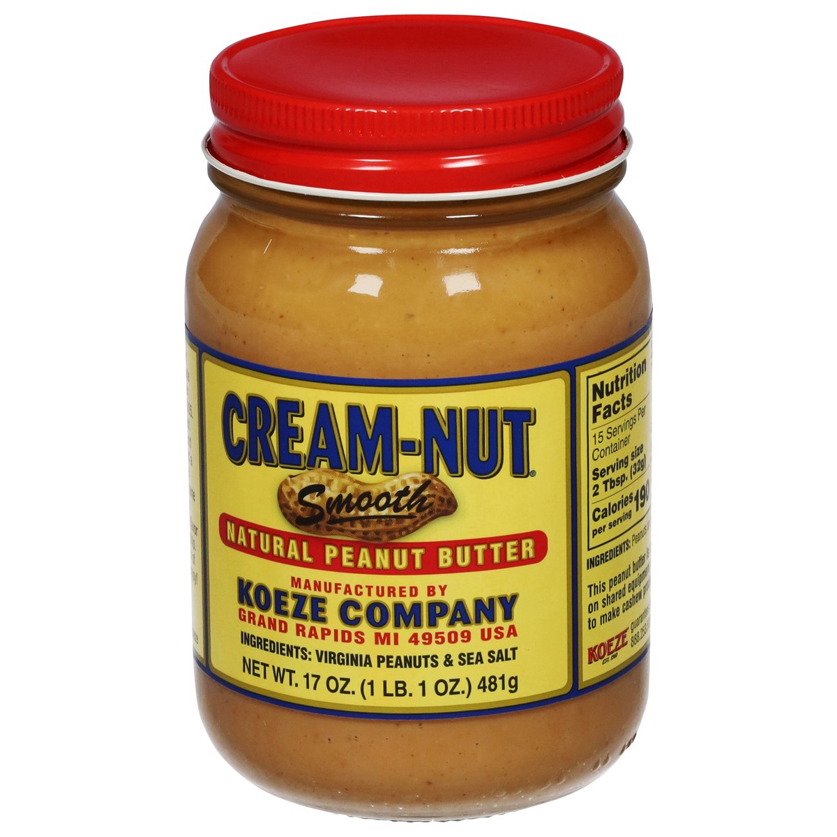 slide 6 of 13, Cream-Nut Smooth Natural Peanut Butter 17 oz, 17 oz