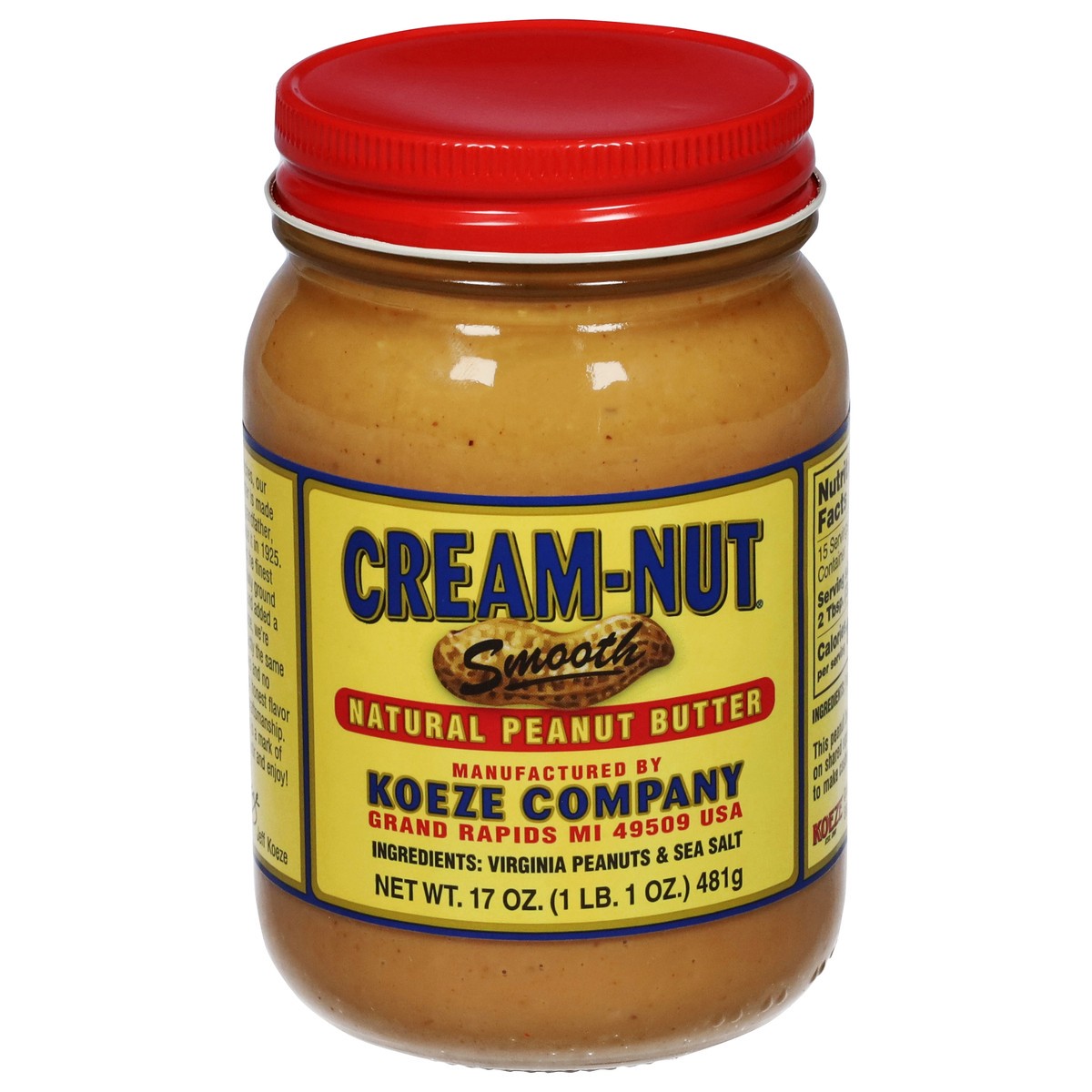 slide 8 of 13, Cream-Nut Smooth Natural Peanut Butter 17 oz, 17 oz