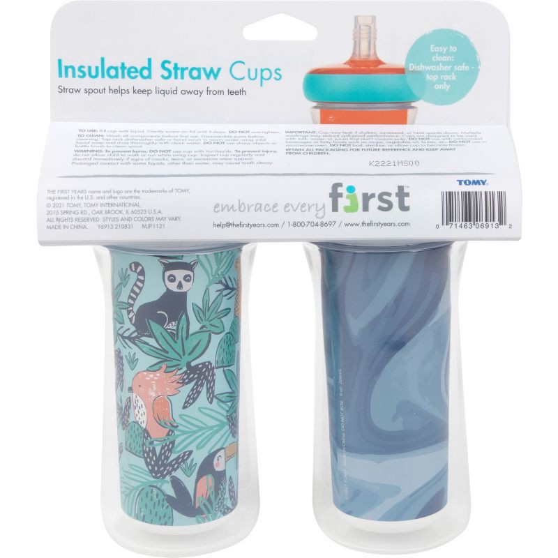 slide 9 of 9, The First Years Insulated Straw Cups - Rainforest - 2pk/9oz, 2 ct; 9 oz