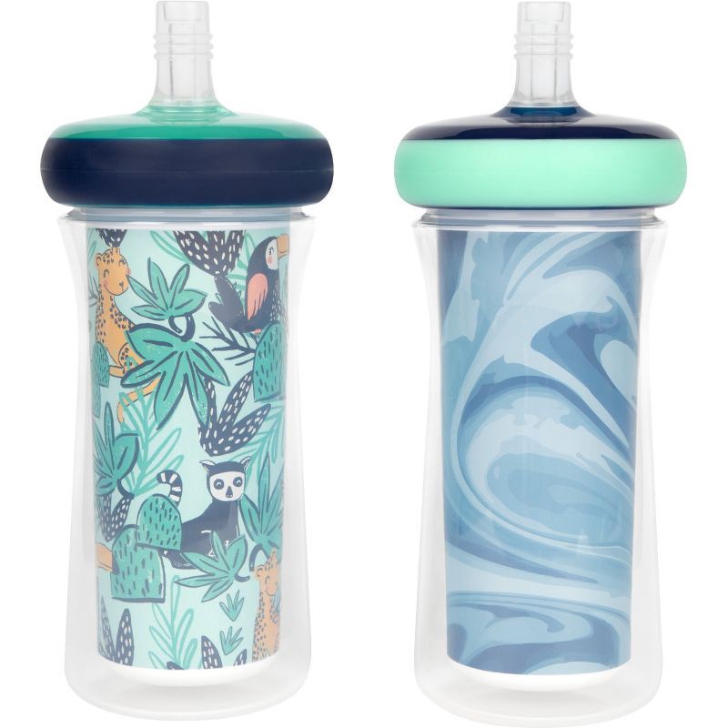 slide 1 of 9, The First Years Insulated Straw Cups - Rainforest - 2pk/9oz, 2 ct; 9 oz
