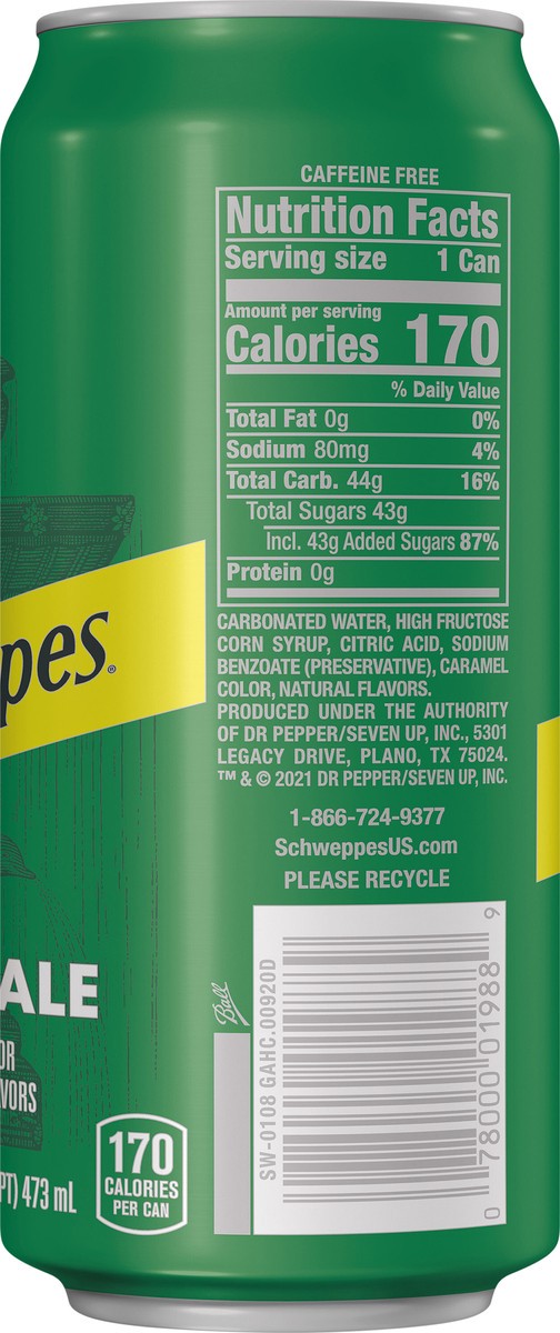 slide 5 of 12, Schweppes Ginger Ale Soda, 16 fl oz can, 16 fl oz