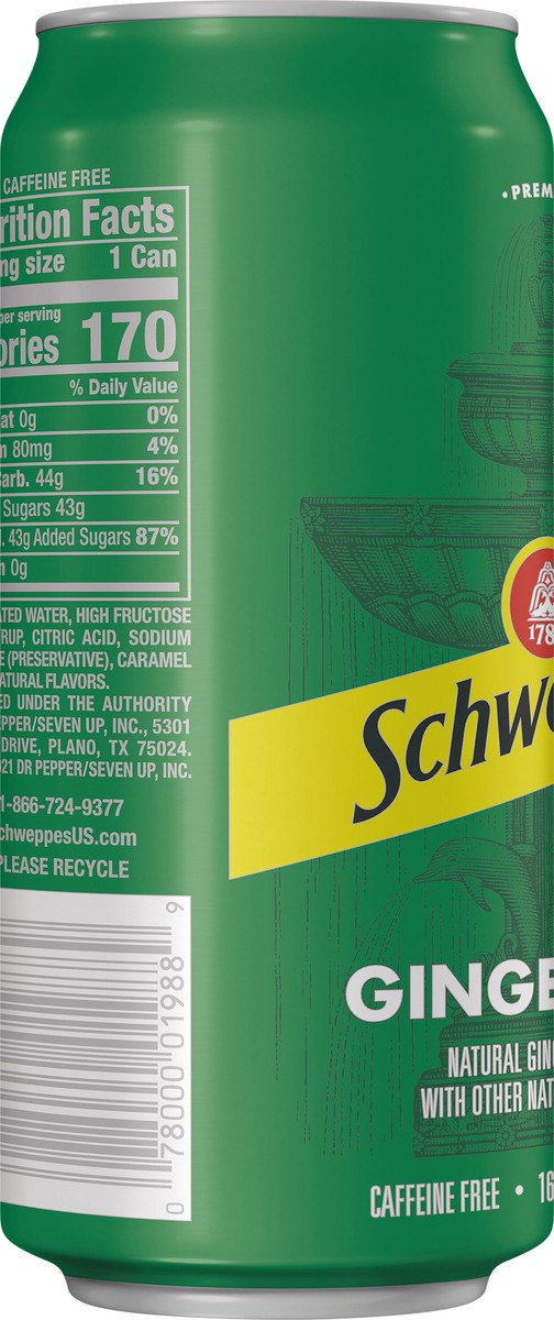 slide 10 of 12, Schweppes Ginger Ale Soda, 16 fl oz can, 16 fl oz