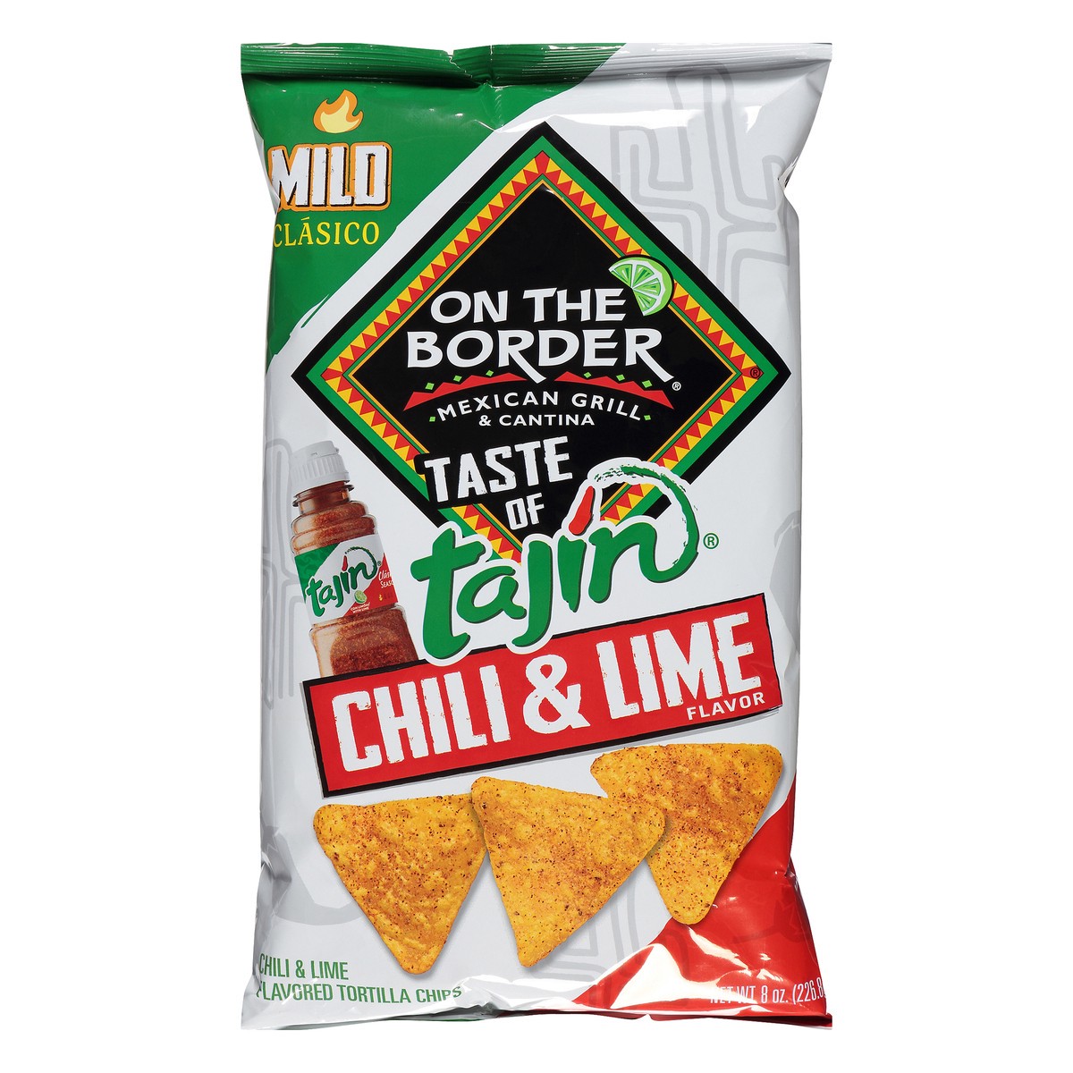 slide 2 of 10, On The Border Mild Clasico Chili & Lime Flavor Tortilla Chips 8 oz, 8 oz