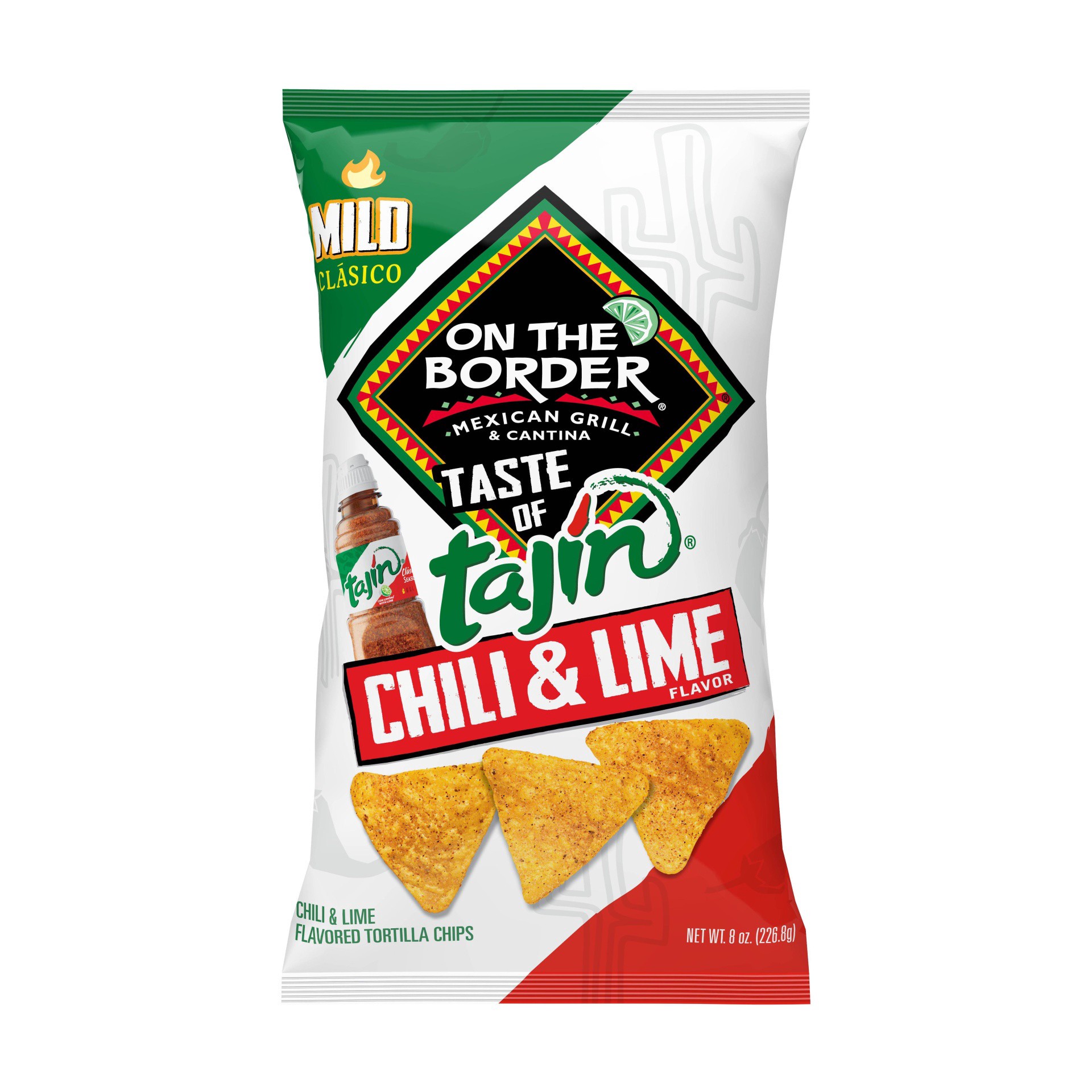 slide 1 of 10, On The Border Mild Clasico Chili & Lime Flavor Tortilla Chips 8 oz, 8 oz