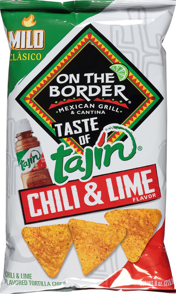 slide 9 of 10, On The Border Mild Clasico Chili & Lime Flavor Tortilla Chips 8 oz, 8 oz