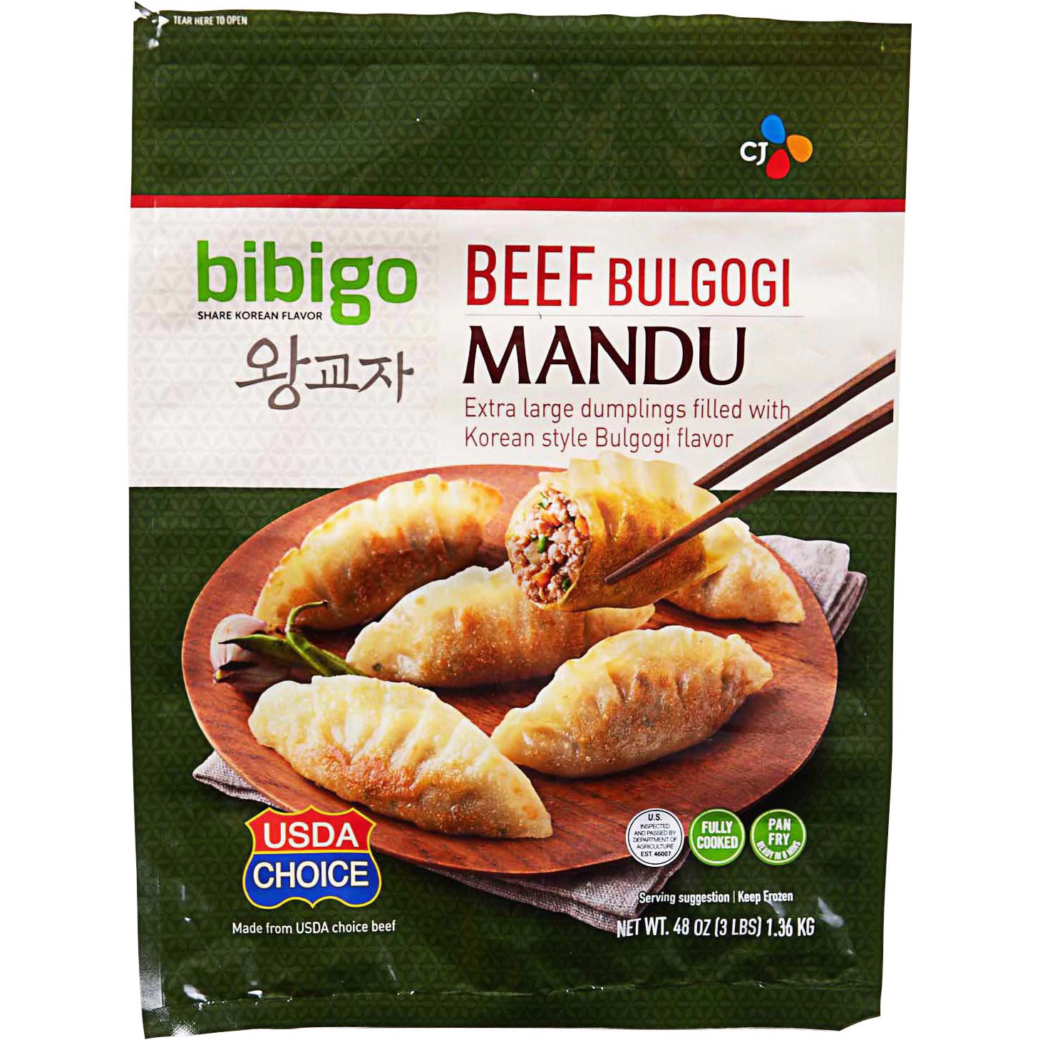 slide 1 of 2, Bibigo Beef Bulgogi Mandu, 48 oz, 