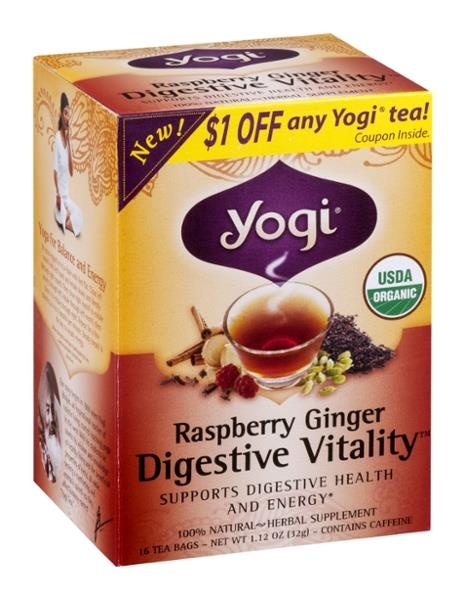 slide 1 of 4, Yogi Raspberry Ginger Tea, 16 ct