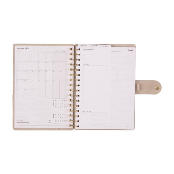 slide 8 of 10, 2026 Citrine Monthly/Weekly Small Customizable Twin Loop Planner, 5-3/4"" x 8"", Mocha, January To December, PZ0027S017, 1 ct