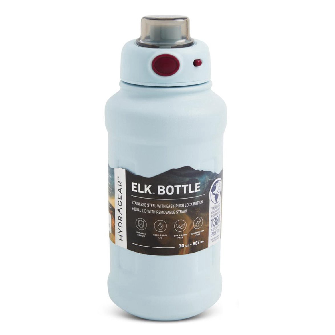 slide 1 of 1, Hydragear Elk Water Bottle - Light Blue, 30 oz