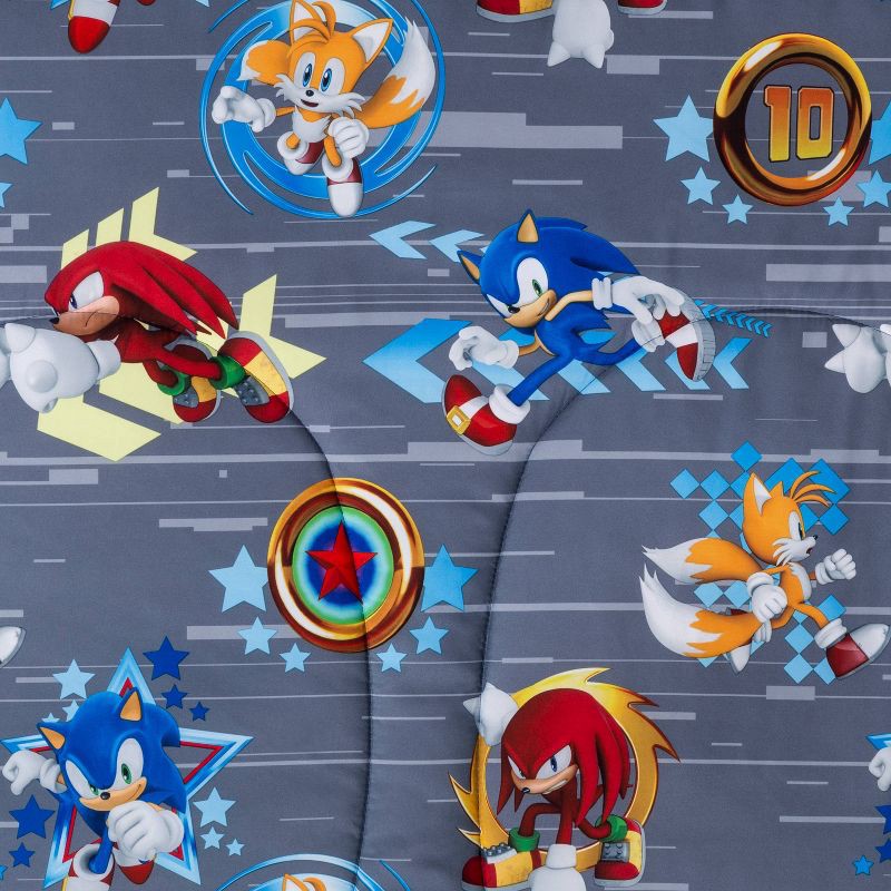 slide 4 of 4, Twin Sonic the Hedgehog Run Rings Around You Reversible Kids' Comforter, 1 ct