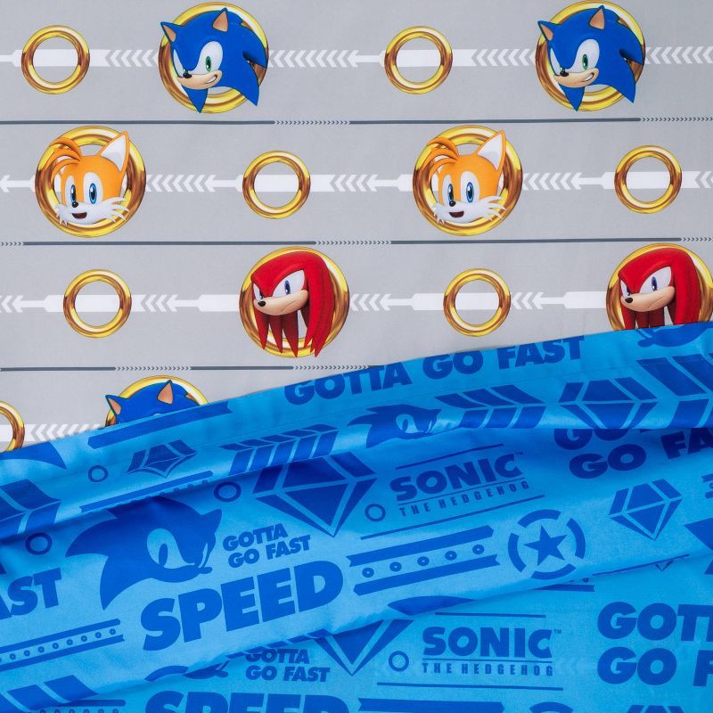 slide 3 of 3, Twin Sonic the Hedgehog Run Rings Around You Kids' Sheet Set, 1 ct