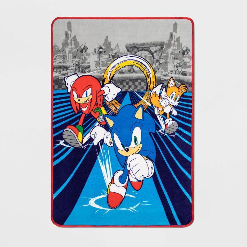 slide 3 of 3, 46"x60" Sonic the Hedgehog Race Off Kids' Throw, 1 ct