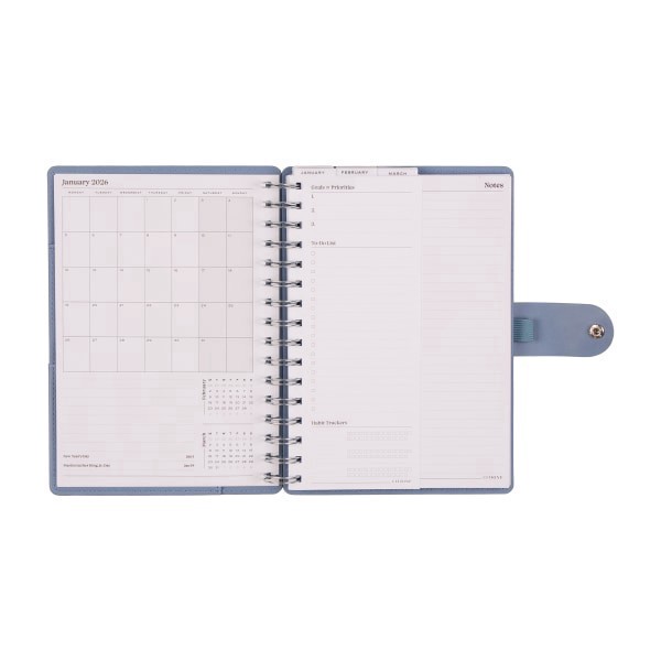 slide 9 of 10, 2026 Citrine Monthly/Weekly Small Customizable Twin Loop Planner, 5-3/4"" x 8"", Indigo, January To December, PZ0027S016, 1 ct