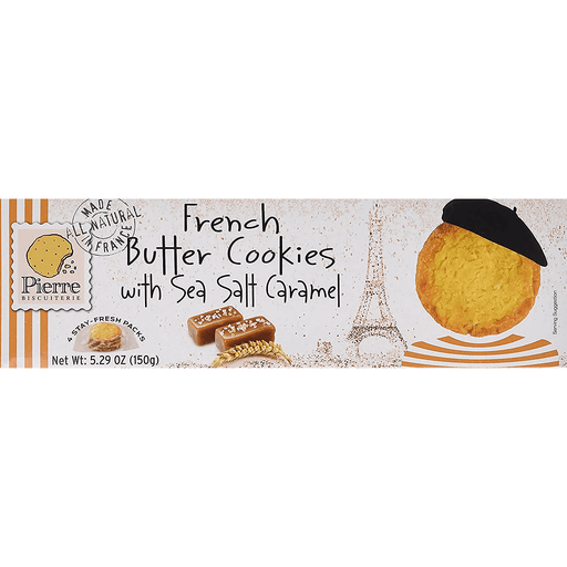 slide 1 of 1, Pierre Biscuiterie French Butter Cookies with Sea Salt Caramel, 20 fl oz