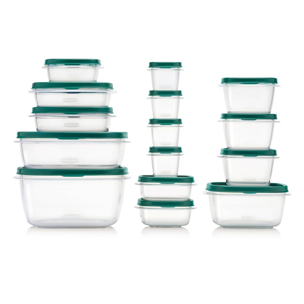 slide 2 of 8, Rubbermaid Food Storage Container Set with Easy Find Lids Forest Green, 30 ct