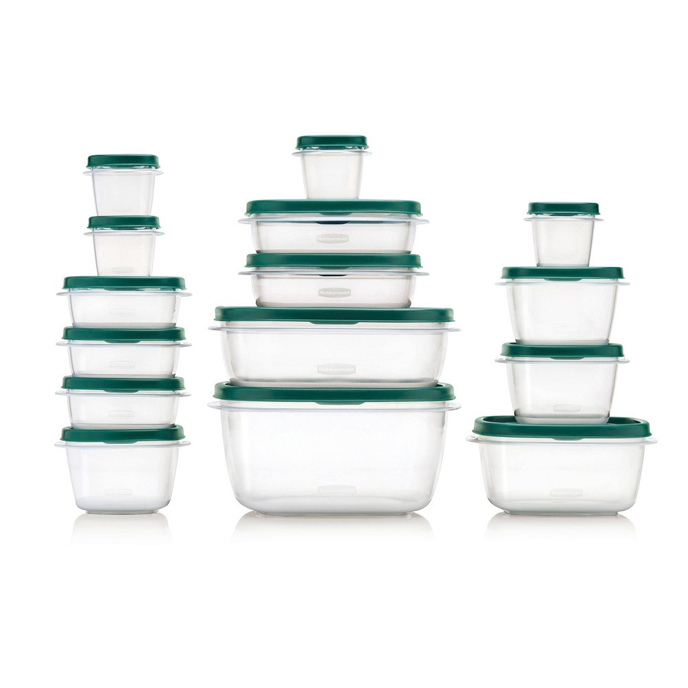 slide 3 of 8, Rubbermaid Food Storage Container Set with Easy Find Lids Forest Green, 30 ct