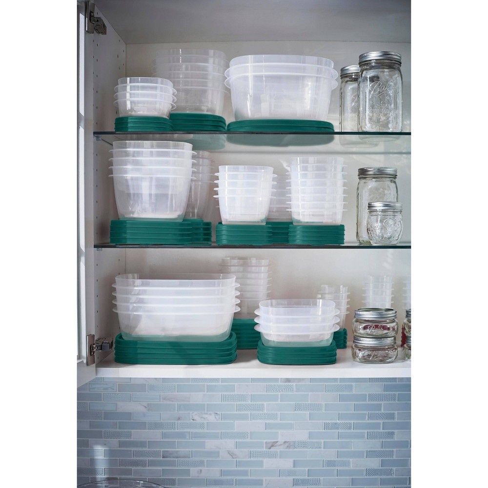 slide 4 of 8, Rubbermaid Food Storage Container Set with Easy Find Lids Forest Green, 30 ct