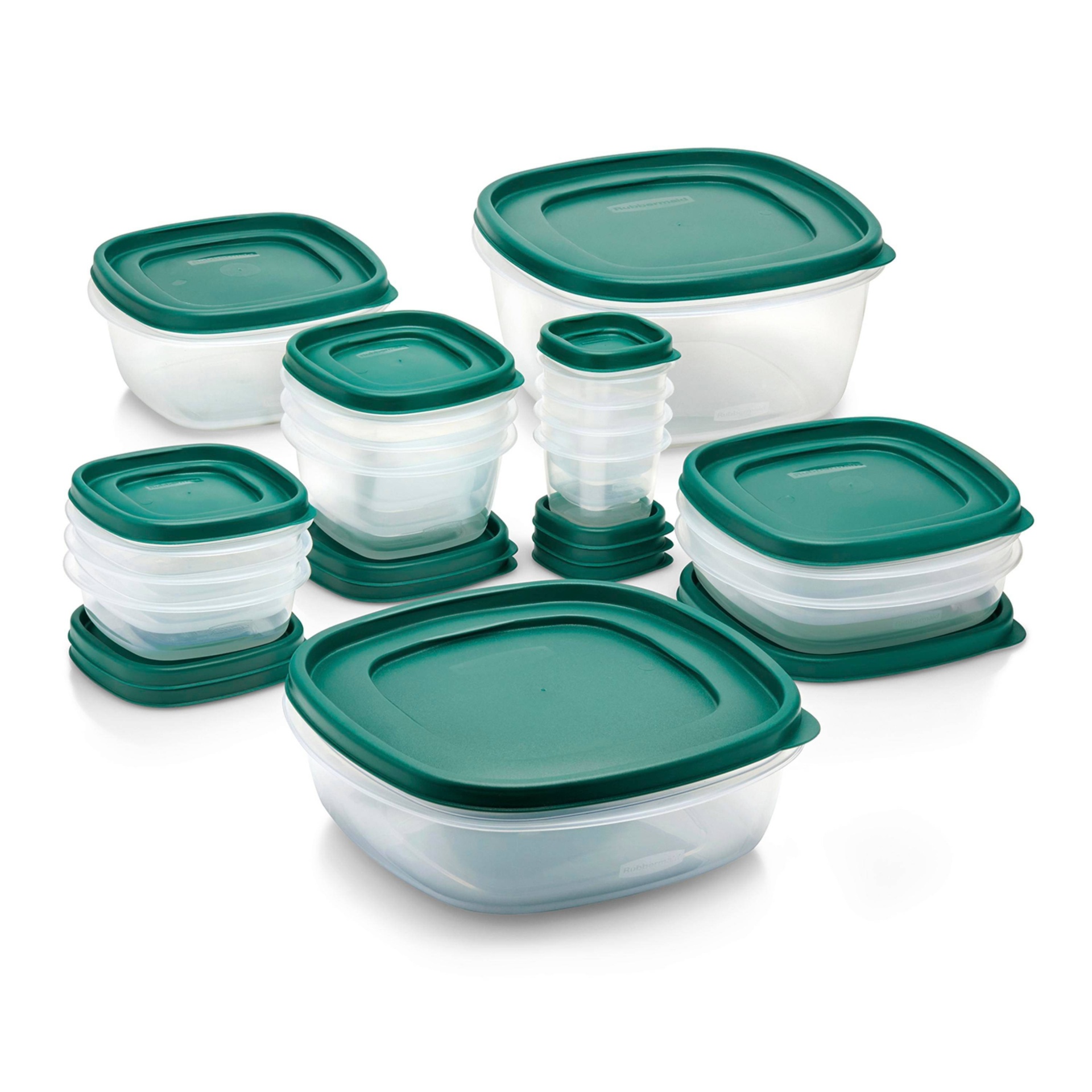 slide 1 of 8, Rubbermaid Food Storage Container Set with Easy Find Lids Forest Green, 30 ct