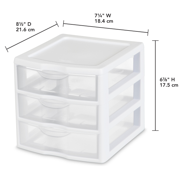 slide 8 of 9, Sterilite Small White 3 Drawer Storage Unit, 8.5 in x 7.25 in x 6.9 in